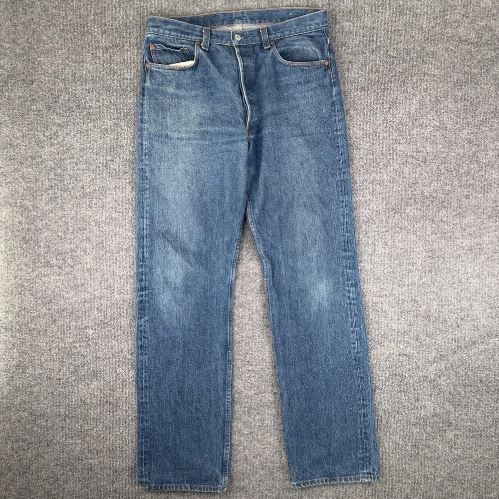 VTG 80s Levis 501 Jeans Mens FITS 34x34 Blue Faded Denim STF 0000 Made in USA